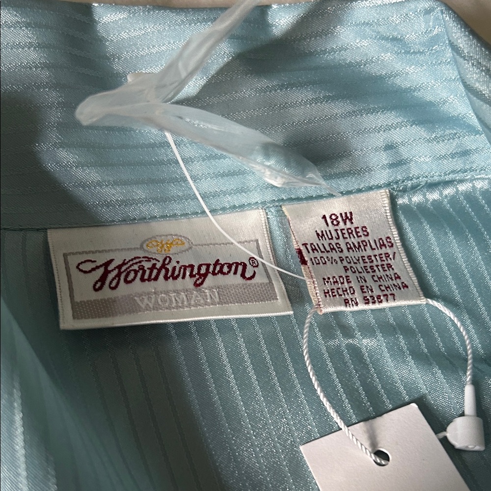 Worthington Teal Button-Up Blouse - Picture 2 of 7
